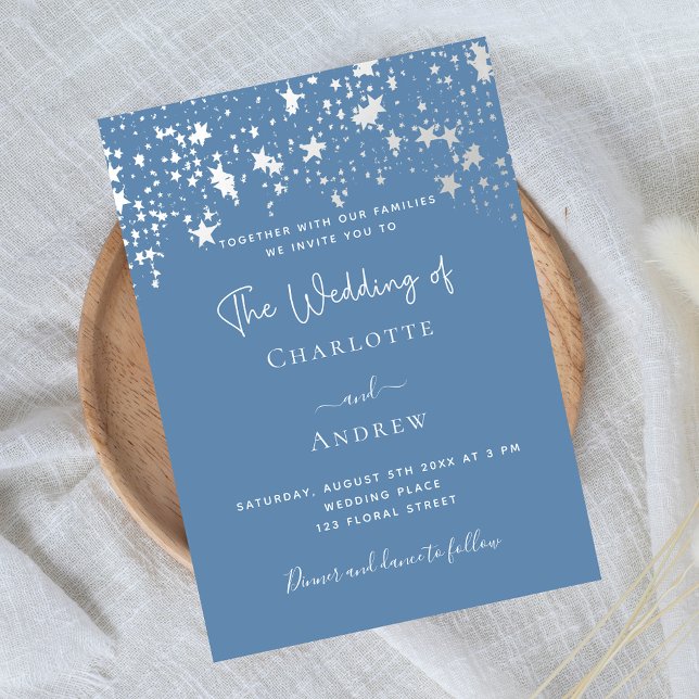 Invitation de mariage élégante en bleu foncé (Créateur téléchargé)