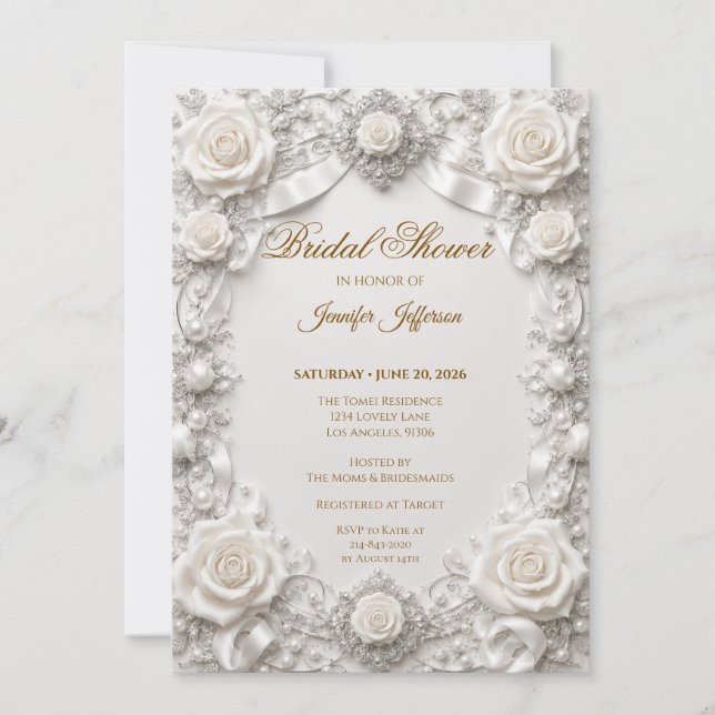 Invitation de mariage élégante en dentelle (Devant)