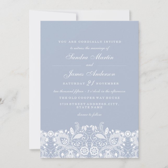 Invitation de mariage élégante en dentelle blanche (Devant)