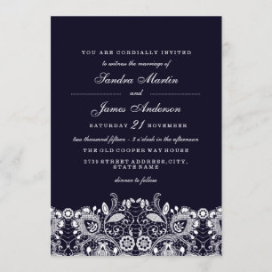 Invitation de mariage élégante en dentelle blanche