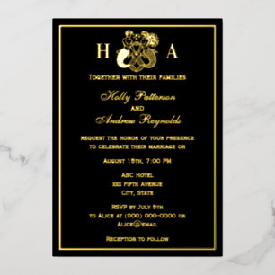 Invitation de mariage élégante en feuille métalliq