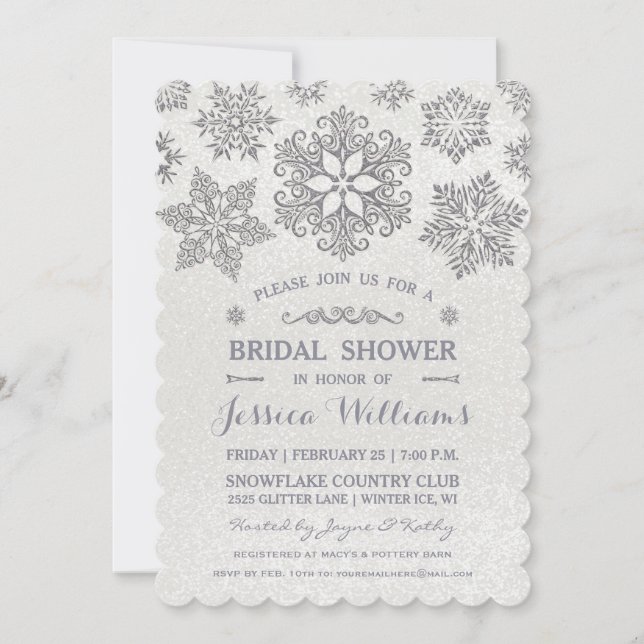 Invitation de mariage élégante en forme de flocon  (Devant)