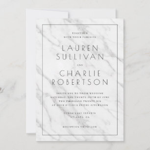 Invitation de mariage élégante en marbre blanc