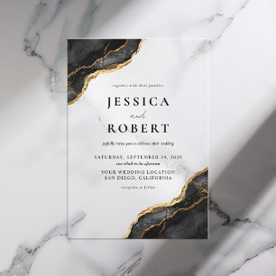 Invitation de mariage élégante en marbre d'agate o