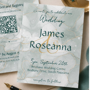 Invitation de mariage élégante en marbre de sarcel