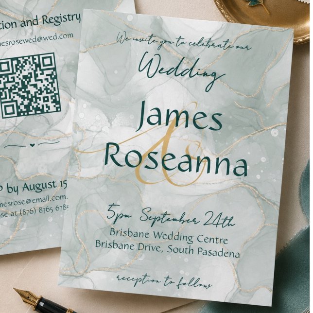 Invitation de mariage élégante en marbre de sarcel (Créateur téléchargé)
