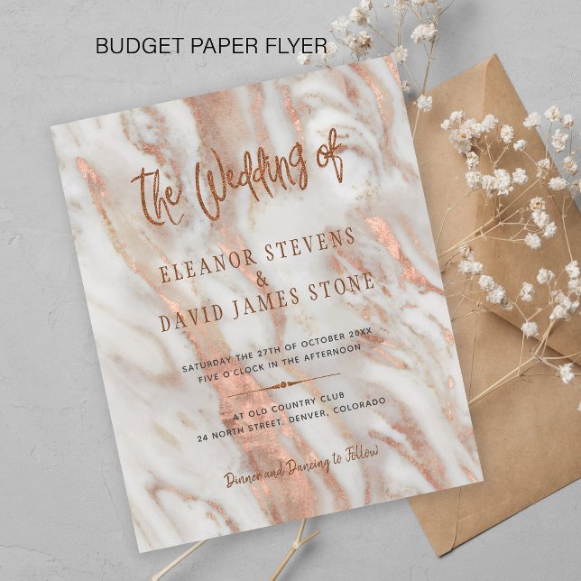 Invitation de mariage élégante en marbre doré rose (Créateur téléchargé)