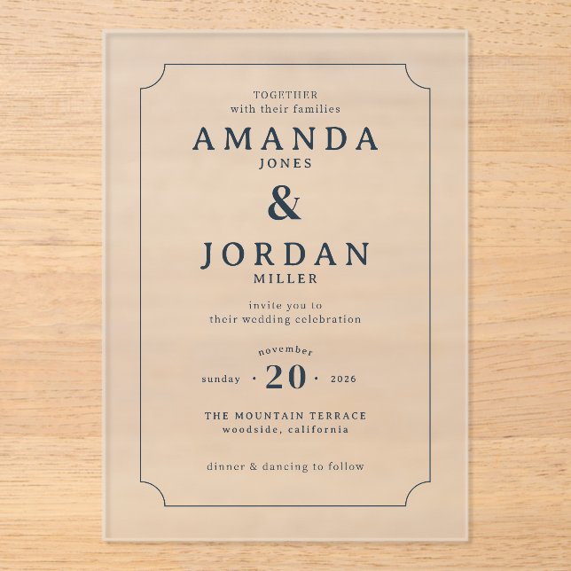 Invitation de mariage élégante en noir (Recto)