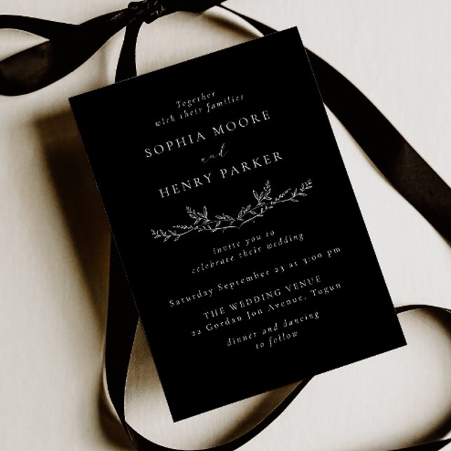 Invitation de mariage élégante en noir et blanc av (Créateur téléchargé)
