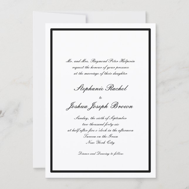 Invitation de mariage élégante en tenue de soirée (Devant)