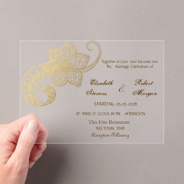 Invitation de mariage élégante et chic à motif pai (In situ (ordinateur de poche))