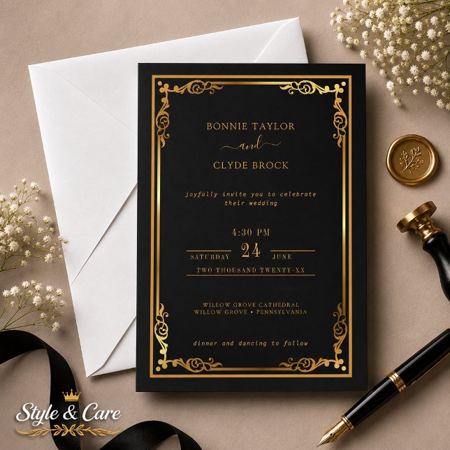 Invitation de mariage élégante et chic avec une to (Gorgeous Stylish Wedding Invite with Elegant Flair)