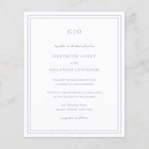 Invitation de mariage élégante et économique lilas