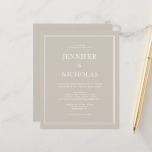Invitation de mariage élégante et formelle couleur