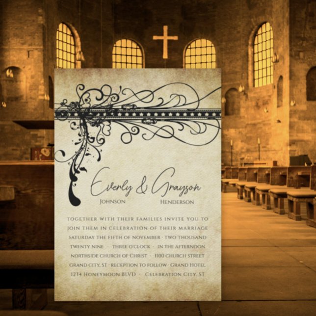 Invitation de mariage élégante et funky avec des t (Créateur téléchargé)
