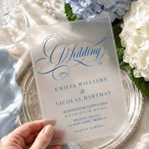 Invitation de mariage élégante et luxueuse bleue