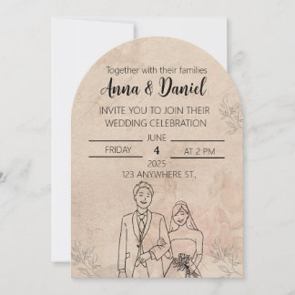 Invitation de mariage élégante et minimaliste avec