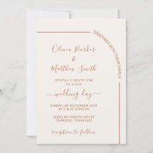 Invitation de mariage élégante et minimaliste en t