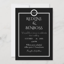 Invitation de mariage élégante et minimaliste noir