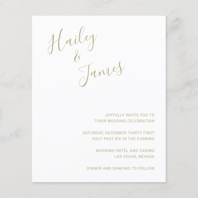 Invitation de mariage élégante et moderne à budget (Devant)