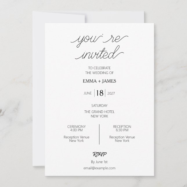 Invitation de mariage élégante et moderne modifiab (Devant)