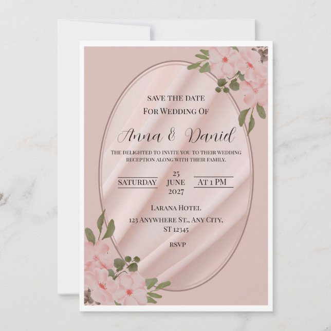 Invitation de mariage élégante et personnalisable  (Devant)