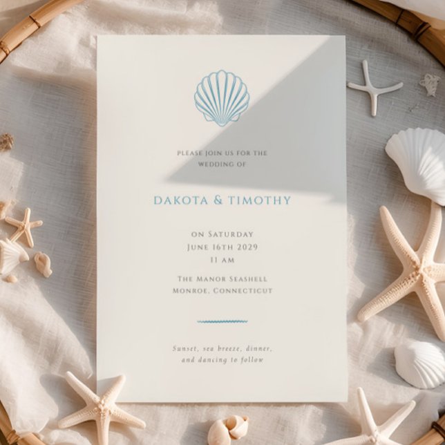 Invitation de mariage élégante et simple coquillag (Créateur téléchargé)