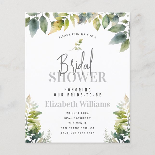 Invitation de mariage élégante et végétale BUDGET (Devant)
