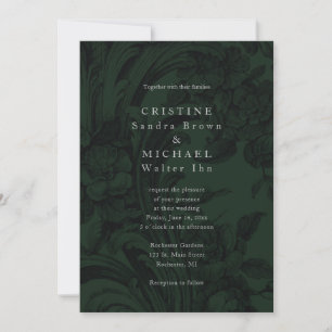 Invitation de mariage élégante et vert foncé