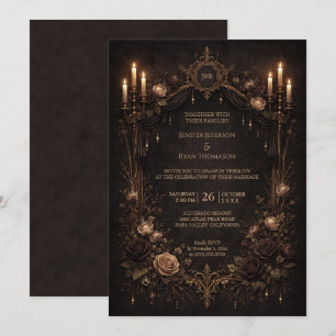 Invitation de mariage élégante florale gothique Ha