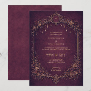 Invitation de mariage élégante florale gothique Ha