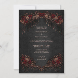 Invitation de mariage élégante florale gothique Ha
