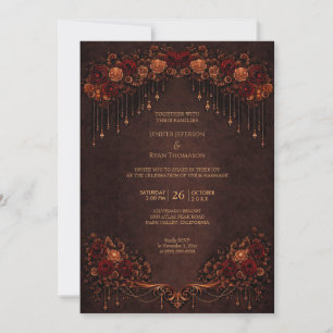 Invitation de mariage élégante florale gothique Ha