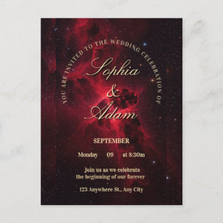 Invitation de mariage élégante Galaxie Rouge