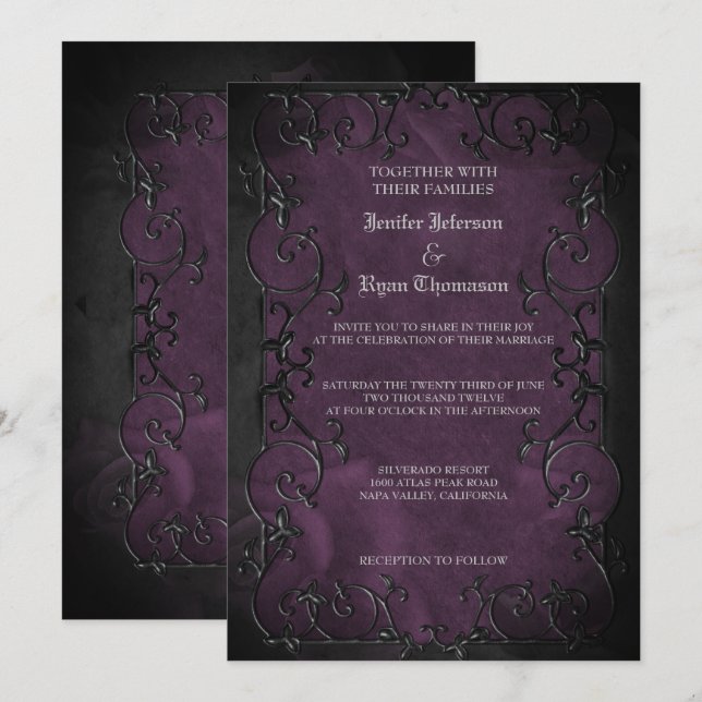 Invitation de mariage élégante gothique Halloween (Devant / Derrière)