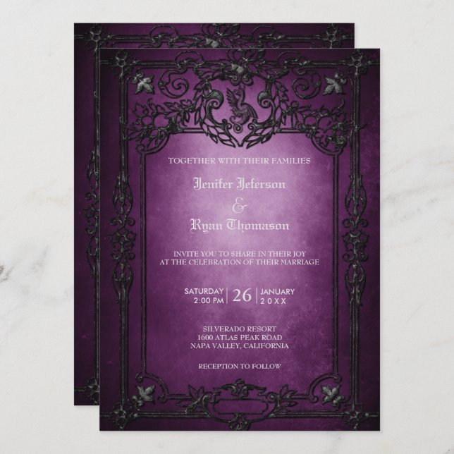 Invitation de mariage élégante gothique halloween (Devant / Derrière)