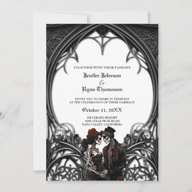 Invitation de mariage élégante gothique Halloween (Devant)