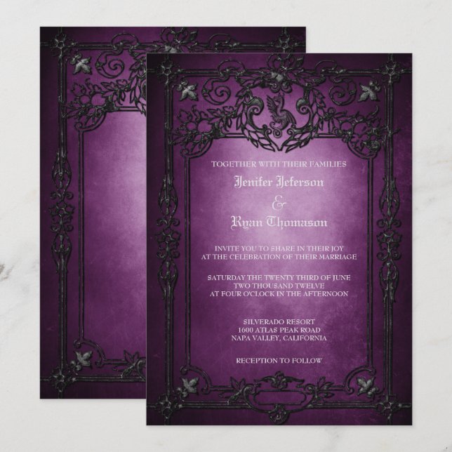 Invitation de mariage élégante gothique Halloween (Devant / Derrière)