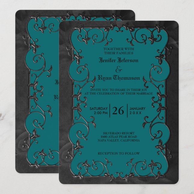Invitation de mariage élégante gothique Halloween (Devant / Derrière)