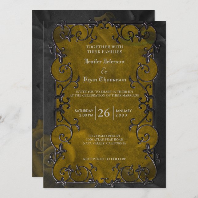 Invitation de mariage élégante gothique Halloween (Devant / Derrière)