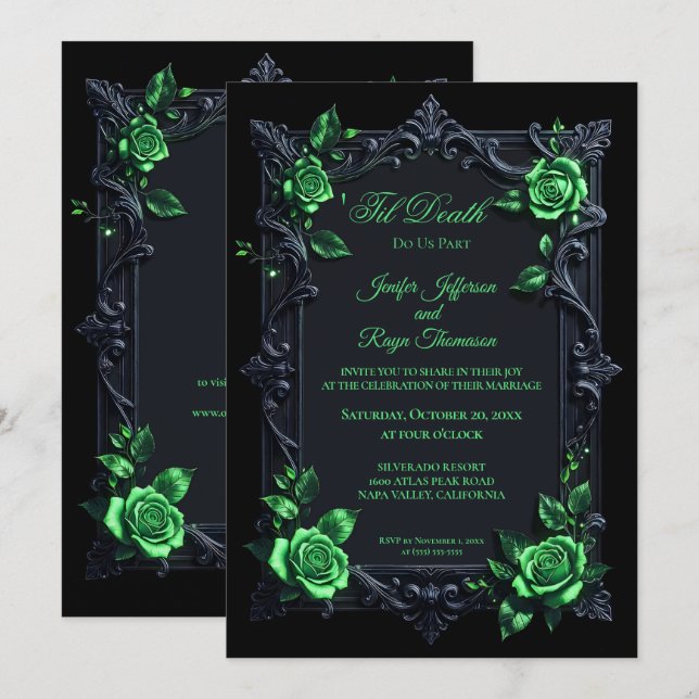 Invitation de mariage élégante gothique vintage (Devant / Derrière)