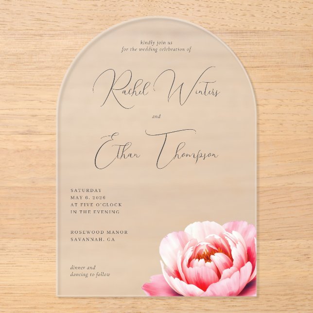 Invitation de mariage élégante grise à motif flora (Recto)