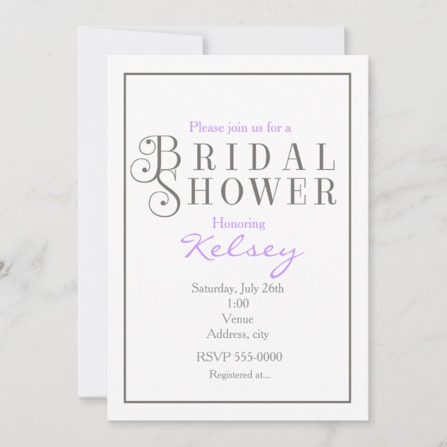 Invitation de mariage élégante grise et blanche (Devant)