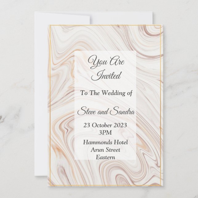 Invitation de mariage élégante, marbrée rose (Devant)