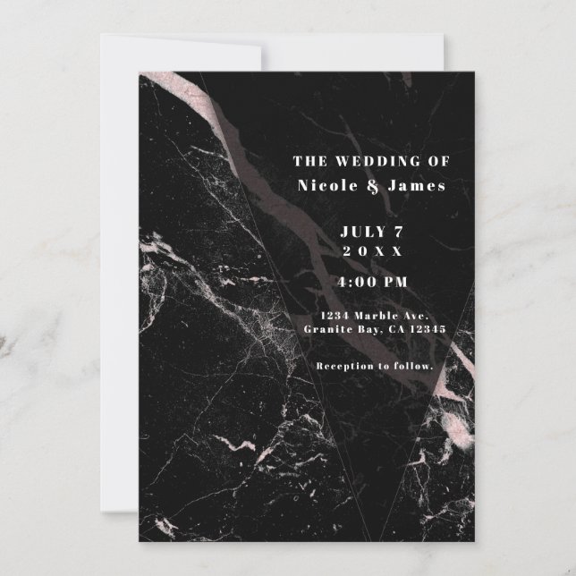 Invitation de mariage élégante minimale en marbre  (Devant)