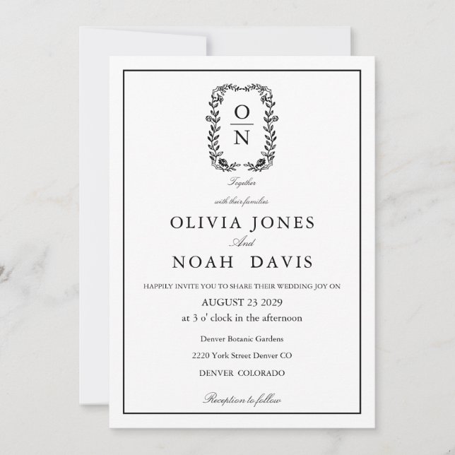 Invitation de mariage élégante minimaliste classiq (Devant)