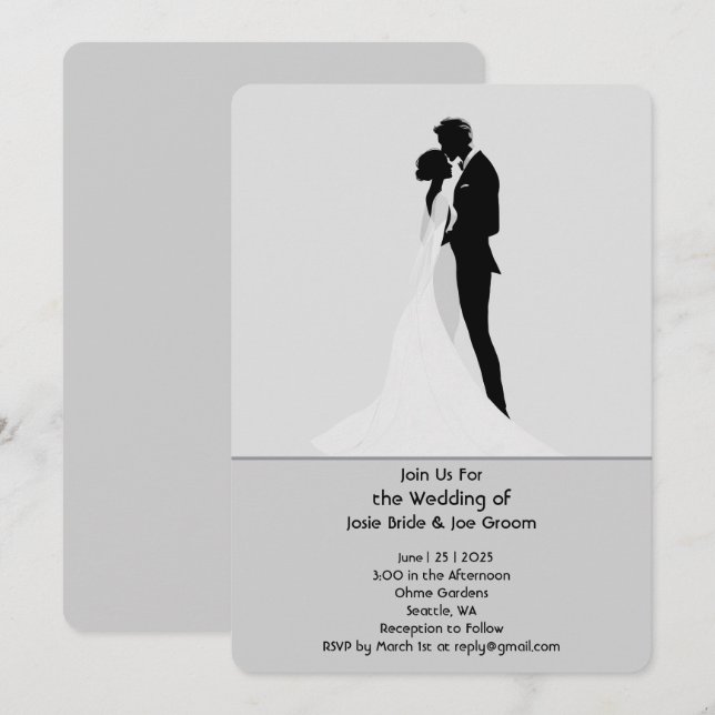 Invitation de mariage élégante moderne (Devant / Derrière)