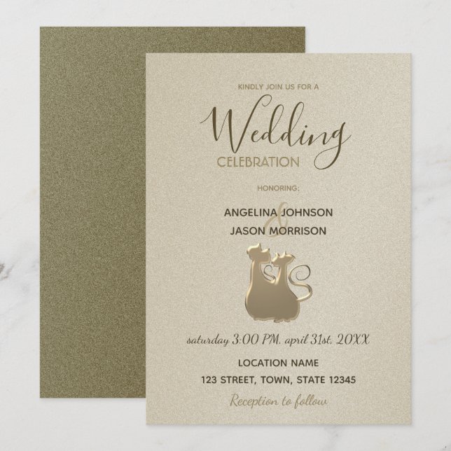 Invitation de mariage élégante moderne couple de c (Devant / Derrière)