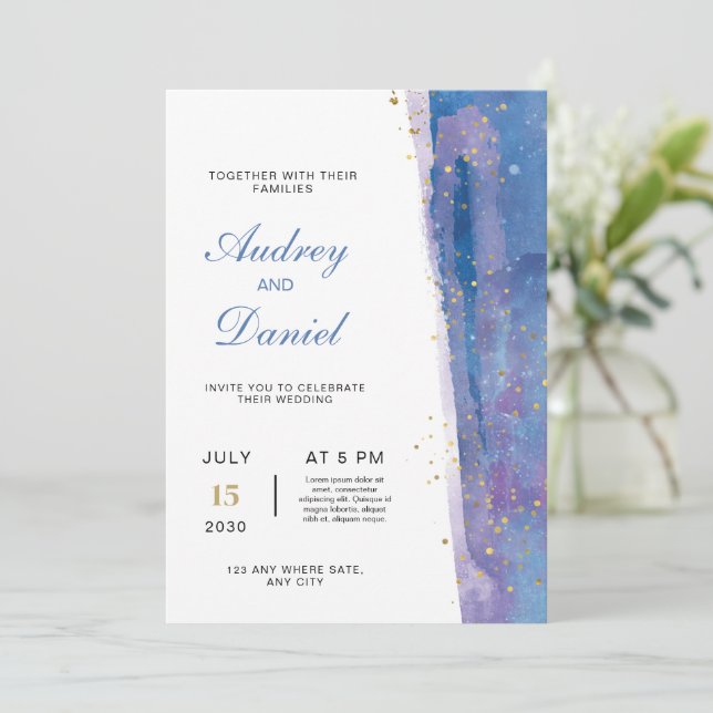Invitation de mariage élégante moderne, Minimalist (Debout devant)