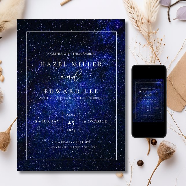 Invitation de mariage élégante nuit étoilée Modern (Créateur téléchargé)